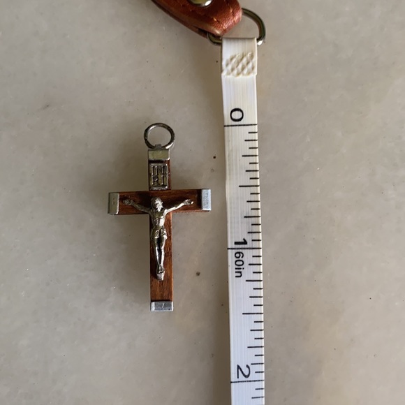 Italian Silver & Wood Crucifix Cross Pendant - Picture 6 of 7